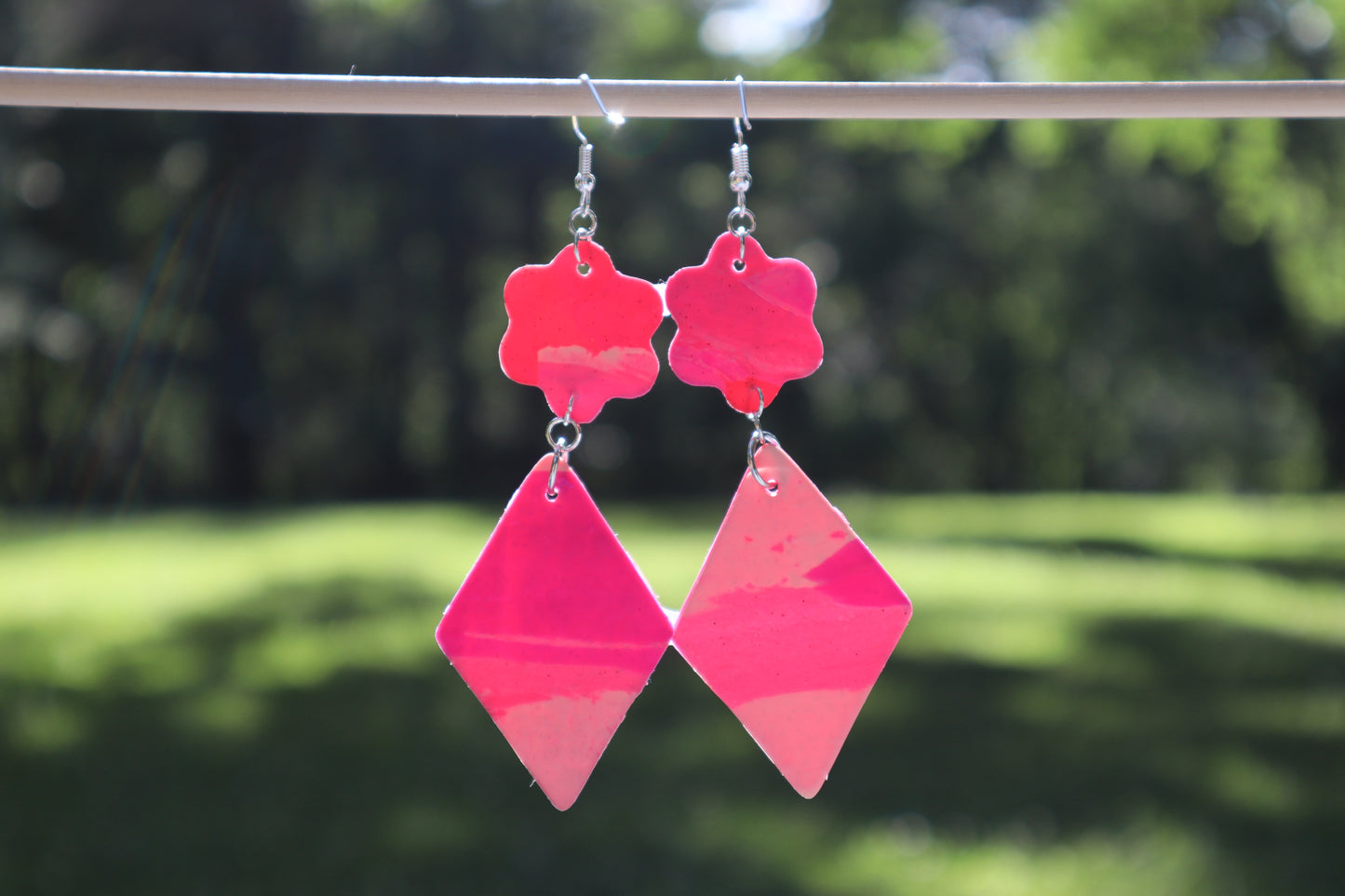 Polymer Clay Pink Flower & Diamond