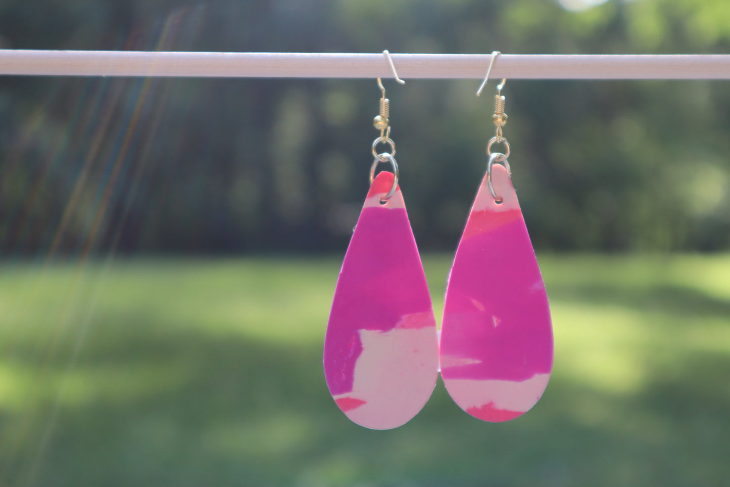 Polymer Clay Pink and Beige Teardrop