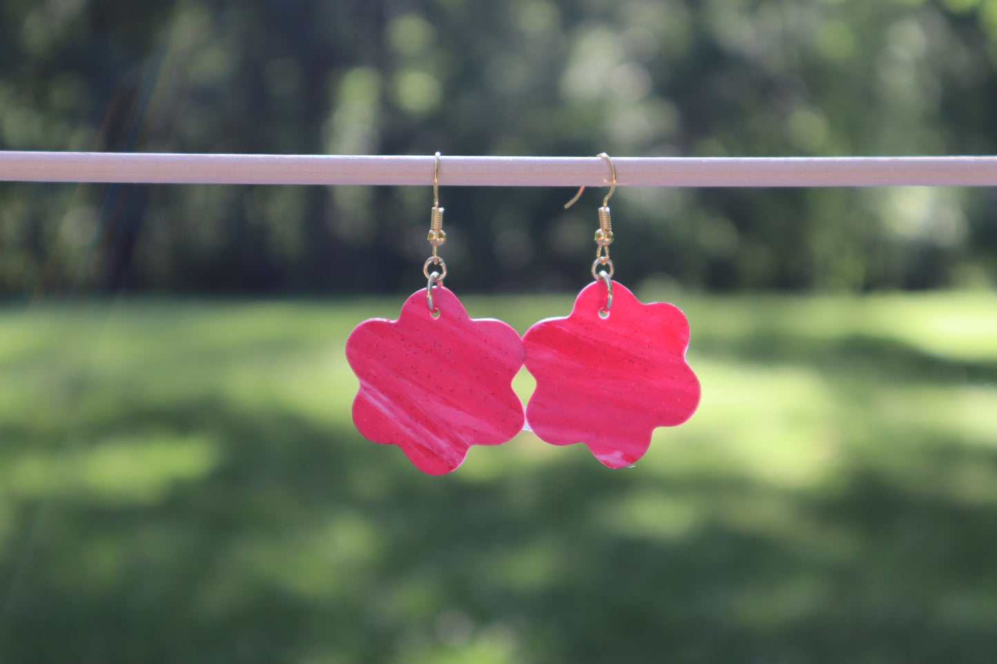 Polymer Clay Pink and Red Flower