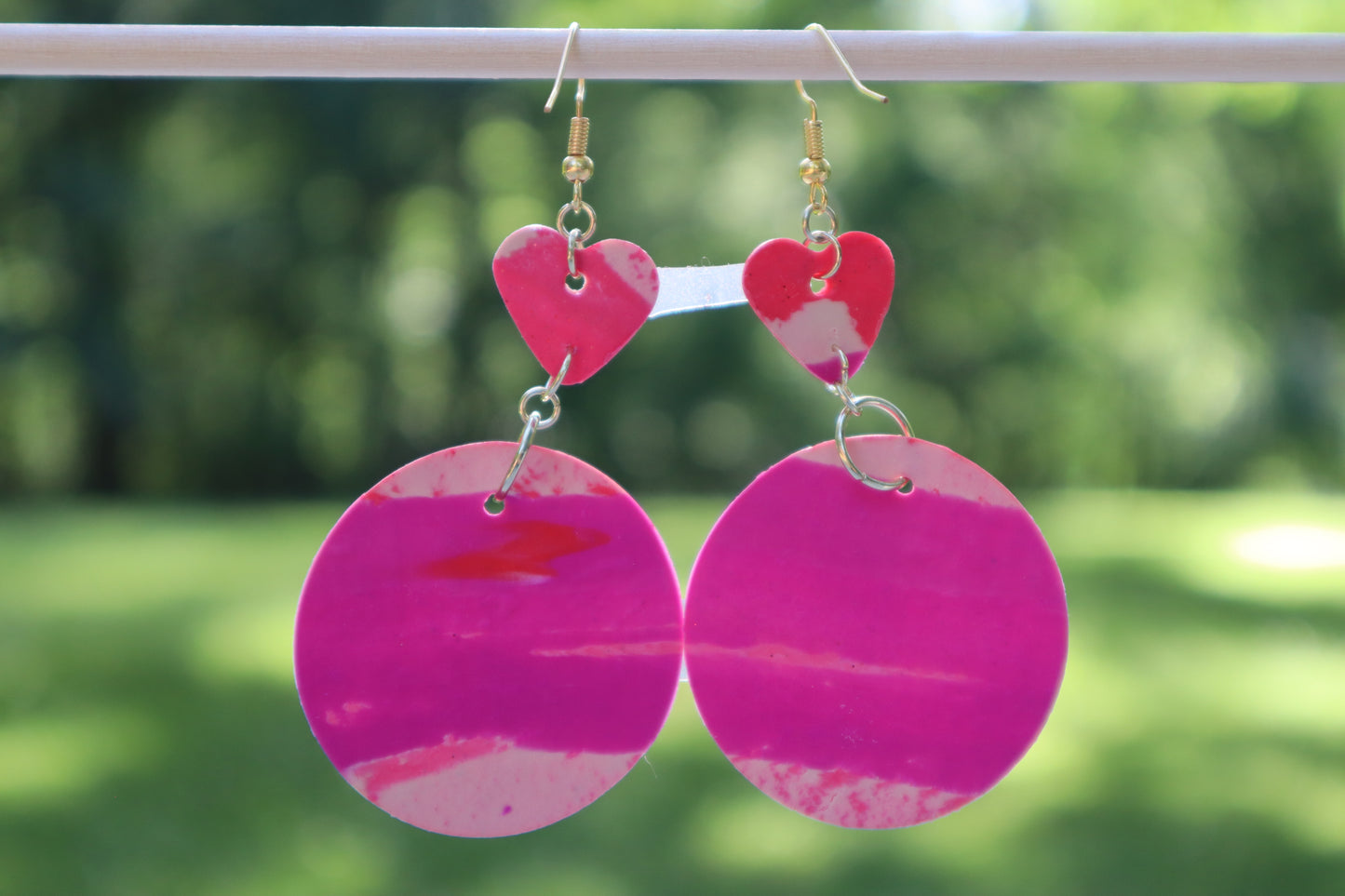 Polymer Clay Pinks and Beige Heart and Circle